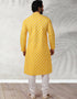 Yellow Stright Kurta Handloomed In Rich Yarns Of Cotton Churidar Closure View