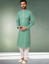 Green Stright Kurta Handloomed In Rich Yarns Of Cotton Churidar
