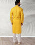 Yellow Stright Kurta Handloomed In Rich Yarns Of Cotton Churidar Closure View