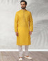 Yellow Stright Kurta Handloomed In Rich Yarns Of Cotton Churidar