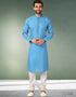 Blue Stright Kurta Handloomed In Rich Yarns Of Cotton Churidar
