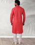 Redish Pink Stright Kurta Handloomed In Rich Yarns Of Cotton Churidar Closure View