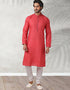 Redish Pink Stright Kurta Handloomed In Rich Yarns Of Cotton Churidar