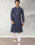 Navy Blue Stright Kurta Handloomed In Rich Yarns Of Cotton Churidar