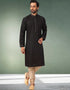 Black Stright Kurta Handloomed In Rich Yarns Of Cotton Churidar