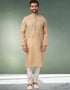 Beige Stright Kurta Handloomed In Rich Yarns Of Cotton Churidar