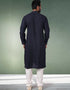 Navy Blue Stright Kurta Handloomed In Rich Yarns Of Cotton Churidar Closure View