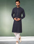 Navy Blue Stright Kurta Handloomed In Rich Yarns Of Cotton Churidar