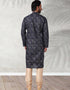 Navy Blue Stright Kurta Handloomed In Rich Yarns Of Cotton Churidar Closure View
