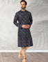Navy Blue Stright Kurta Handloomed In Rich Yarns Of Cotton Churidar