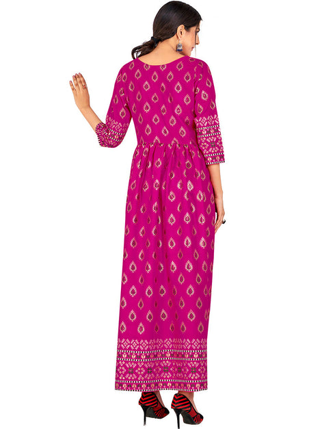 Rose Pink 14 Kg Rayon Kurti Kurti Back View