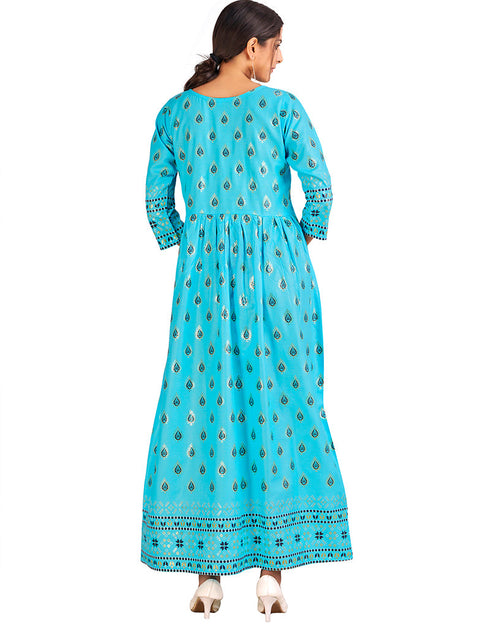 Sky Blue 14 Kg Rayon Kurti Kurti Back View