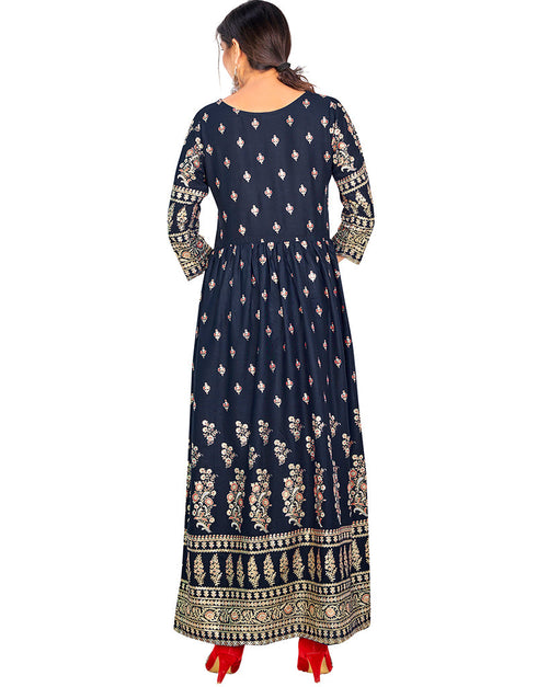 Navy Blue 14 Kg Rayon Kurti Kurti Back View