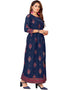 Navy Blue Pure 14Kg Rayon With A-Line Cut Anarkali Gown Closure View