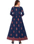 Navy Blue Pure 14Kg Rayon With A-Line Cut Anarkali Gown Back View
