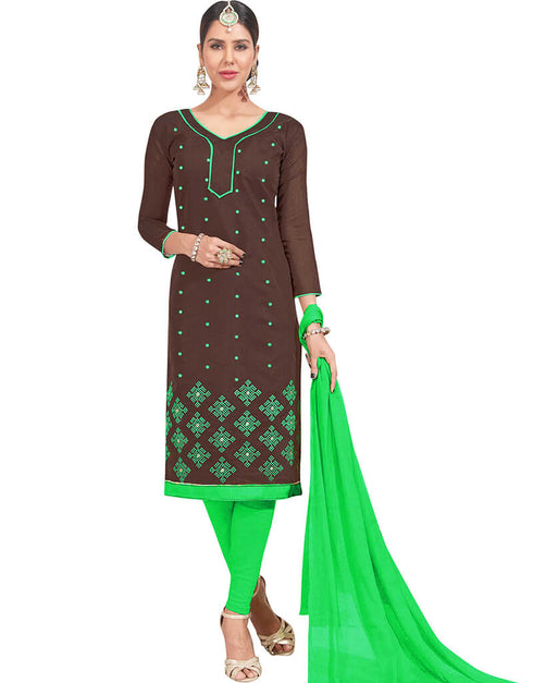 Brown Chanderi Chudidar Salwar Suits