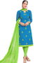 Sky Blue Chanderi Chudidar Salwar Suits