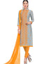 Grey Chanderi Chudidar Salwar Suits