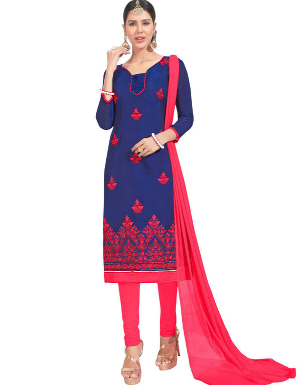 Blue Chanderi Chudidar Salwar Suits