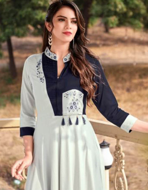 Multi 14Kg Heavy Rayon Anarkali Gown Closure View