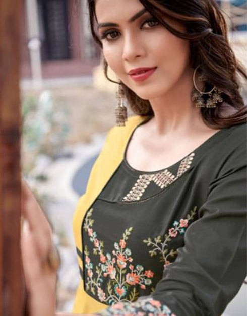 Multi 14Kg Heavy Rayon Anarkali Gown Closure View