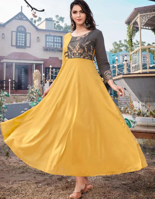 Multi 14Kg Heavy Rayon Anarkali Gown