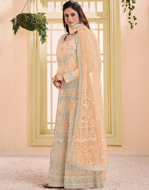 Yellow Heavy Net Anarkali Suit