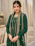 Green Palazzo style Suit Semi-Stitched Suits Salwar Kameez in Embroidery, Sequins & Lace Work Closure View
