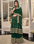 Green Palazzo style Suit Semi-Stitched Suits Salwar Kameez in Embroidery, Sequins & Lace Work