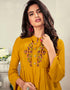 Mustard 14 Kg Heavy Rayon Round Kurti Closure View