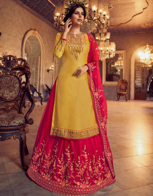 Yellow Georgette Lehenga Salwar Suits