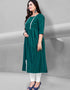 Green Heavy Cotton Chudidar Kurti Closure View
