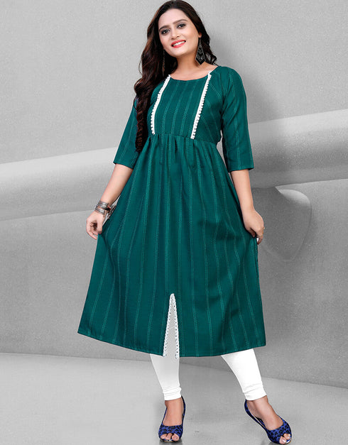 Green Heavy Cotton Chudidar Kurti