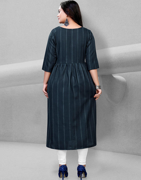 Black Heavy Cotton Chudidar Kurti Back View