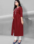 Red Heavy Cotton Chudidar Kurti Closure View