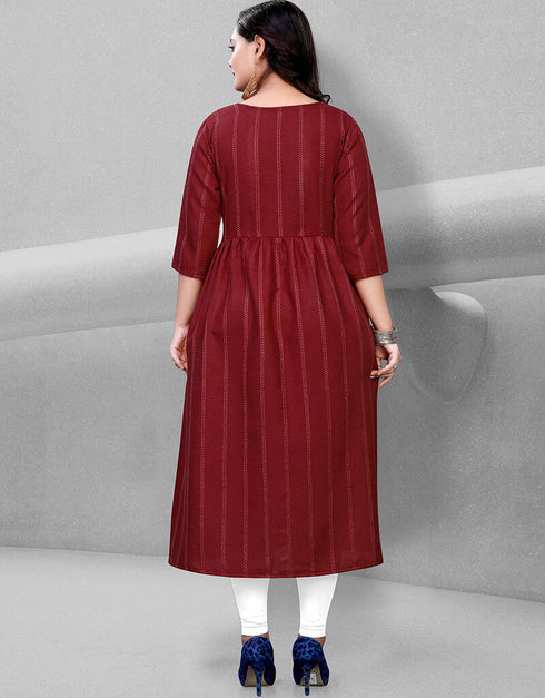 Red Heavy Cotton Chudidar Kurti Back View