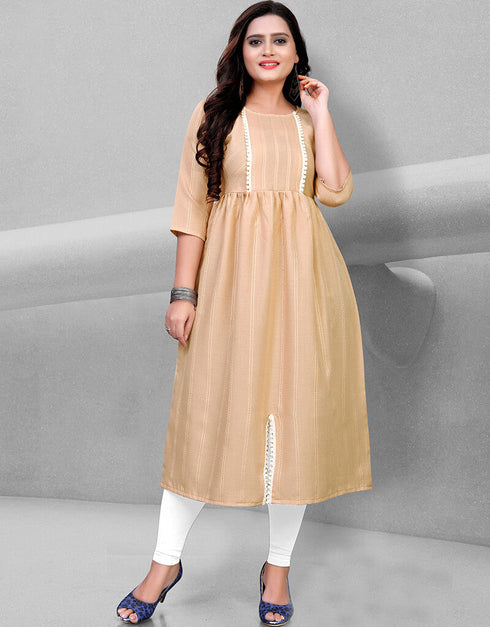 Beige Heavy Cotton Chudidar Kurti