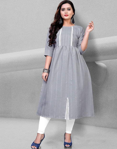 Grey Heavy Cotton Chudidar Kurti