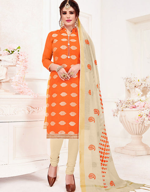 Orange Cotton Chudidar Salwar Suits