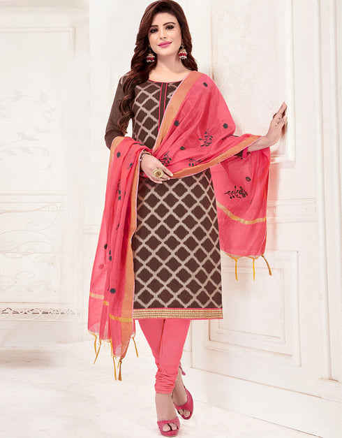 Brown Cotton Chudidar Salwar Suits