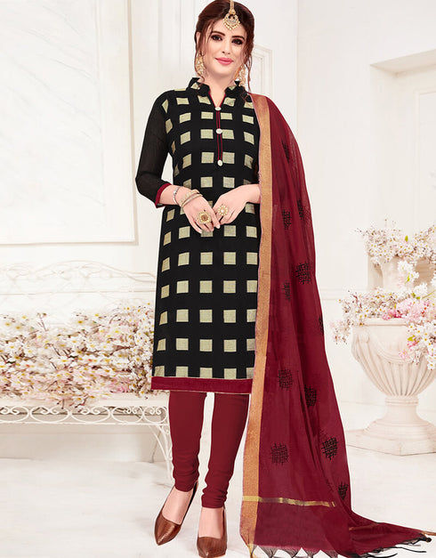 Black Cotton Chudidar Salwar Suits