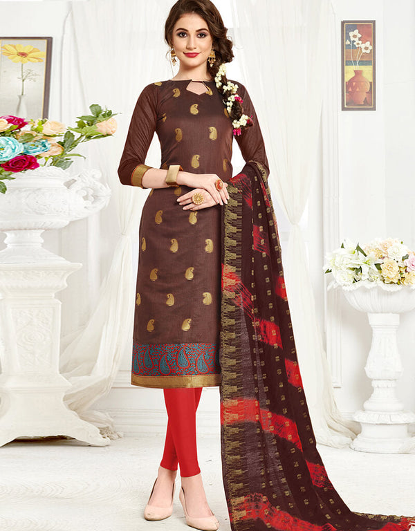Brown Banarasi Chudidar Salwar Suits