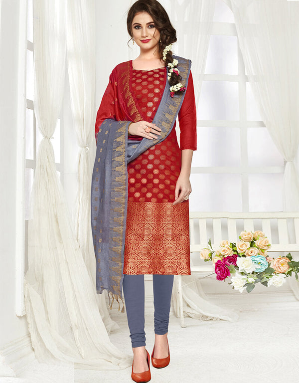 Red Banarasi Chudidar Salwar Suits