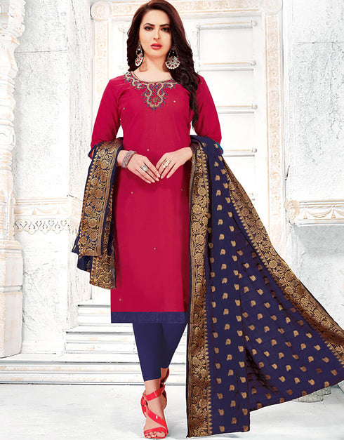 Pink Cotton South Slub Chudidar Salwar Suits