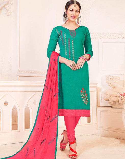 Drak Mint Green South Cotton Slub Chudidar Salwar Suits
