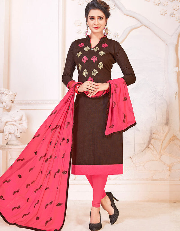 Brown South Cotton Slub Chudidar Salwar Suits