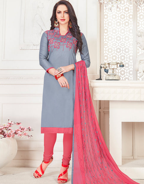 Gray Cotton Chudidar Salwar Suits