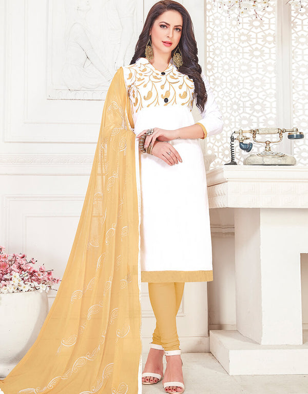 White Cotton Chudidar Salwar Suits