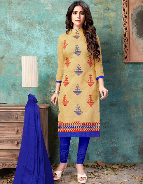 Beige Cotton Chudidar Salwar Suits
