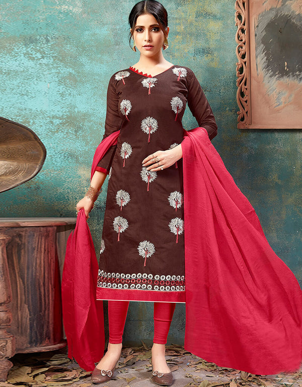 Brown Cotton Chudidar Salwar Suits